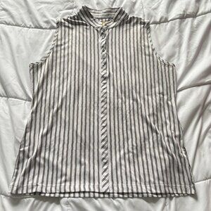 Sport Haley Womens Size XL Striped Sleeveless Golf Polo Tank Top White Preppy